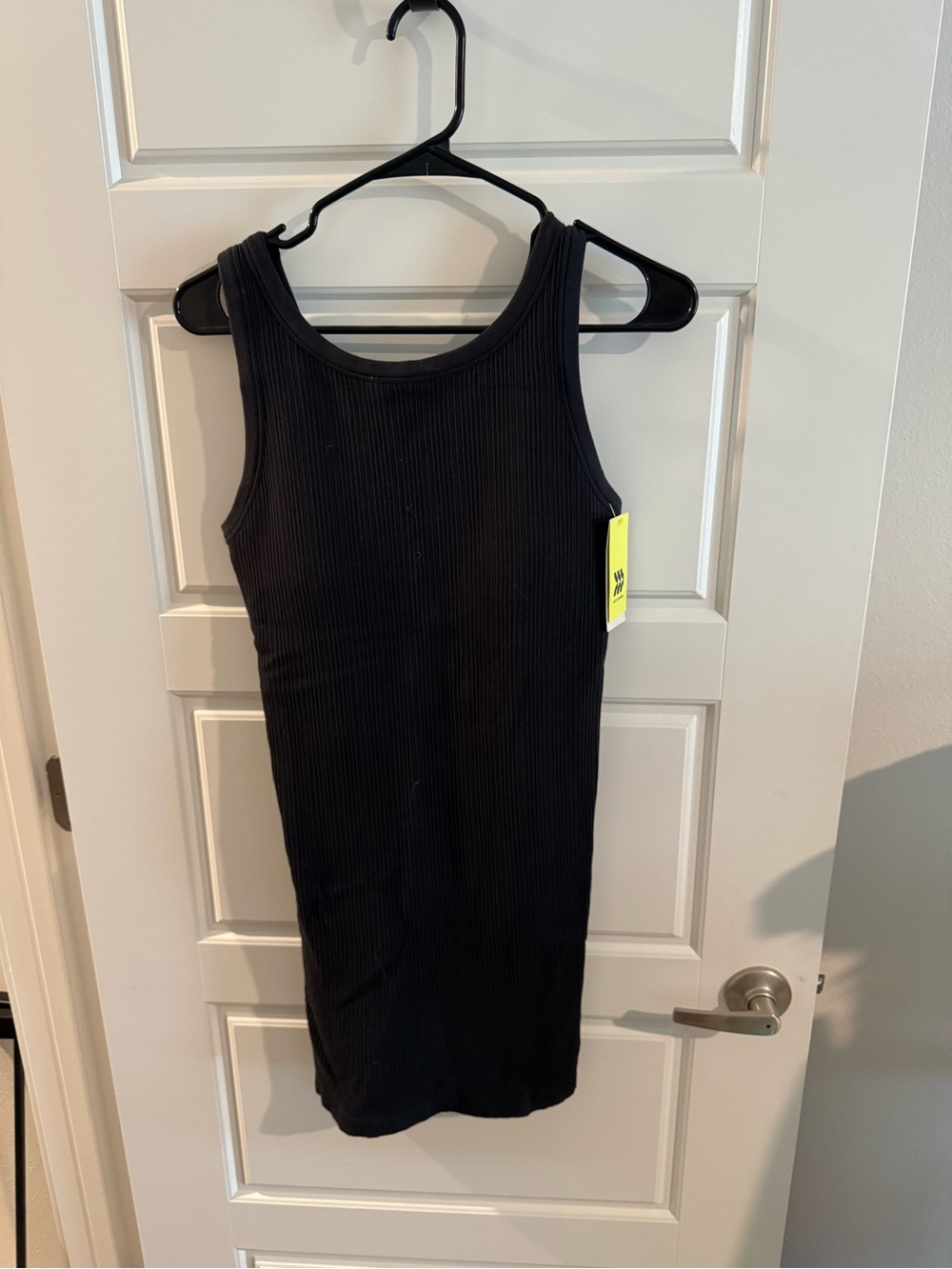 NWT Black Ribbed Tank Dress With Built in Bra